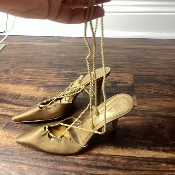 BCBGMaxAzria Gold Textile and Leather Lace Up Foot to Ankle Size 7.5 B - Picture 11 of 16